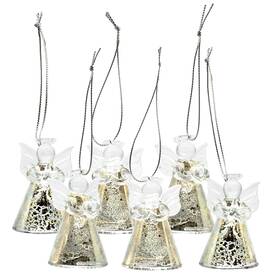 Qk-a190179-ag Red Co. Set Of 6 Mini 2 Inch Glass Holy Angel Hanging Christmas Tree Ornaments Antique Gold