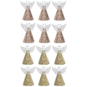Qk-a192132-a192134-s12 Red Co. Set Of 12 Glass 3.5 Inch Praying Holy Angel Figurines Hanging Christmas Ornaments