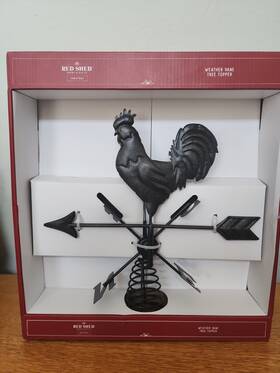 1634355 Red Shed Nib Christmas Weather Vane Tree Topper Rooster Black 10 Inch Farmhouse
