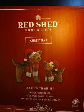 Red Shed 749394401719 Christmas Holiday Lighted Plush Terrier Dog Set Indoor/outdoor New In Box