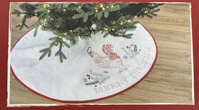 Red Shed 843336129621 Premium Christmas Tree Skirt 48 Inch Embroidered Rooster Chicken Farmhouse