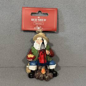 C78061 Red Shed New Santa Camping Ornament Christmas Holiday Chill Relax Decor Seasonal