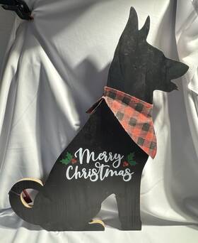 Red Shield 749394347598 2 Sided Dog Welcome Fall And Merry Christmas / Wood Cut Out