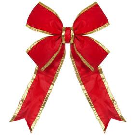 22267 Red Sleigh 18 Inch Nylon Outdoor Christmas Structural Bow With Gold Trim