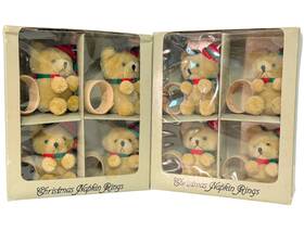 Reed X052bx Plush Teddy Bear Napkin Rings 3 Inch H Set Of 8 Vintage Christmas Table Decor