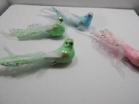 Regency 056525210566 Christmas Holiday Clip On Blue Green Pink Feather Bird Clip-on Set Of 4