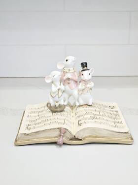 Mtx60925-blsh Regency International 9 Inch Resin Singing Mice On Music Book Christmas Decor