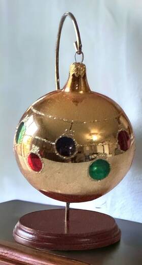 Mtx71439-gdch Regency International Vintage Glass Christmas Ornament Large Gold Polka Dot 6 Inch