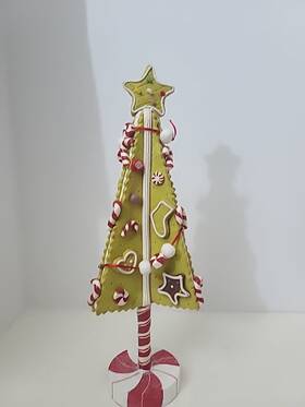 Mtx68285 Regency 10 Inch Gingerbread Candy Cane Icing Tree On Stand Christmas Village Figure