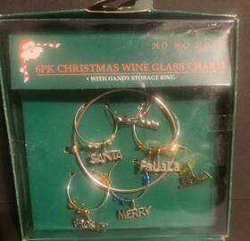 Regent 721003910393 Wine Glass Charm Mark Your Drinking Storage Christmas Holiday Ring 6 Pack