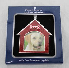 Hl9181687 Regent Square Dog House Photo Ornament Small Red Crystal Christmas Bauble Decor