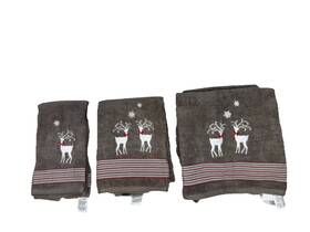 Reindeer Games 743598033462 5pcs Holiday Christmas Bath Hand Towels Seasonal Noble Buck