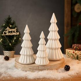 Sah-relaxgiant-0757 Relaxgiant Set Of 3 Velvet Ceramic Christmas Trees Decoration Large Modern Cone C