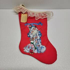 Rennoc 030075094253 Vintage P Re No L Santa Christmas Stocking Lace 1986 Cheryl Johnson Tag