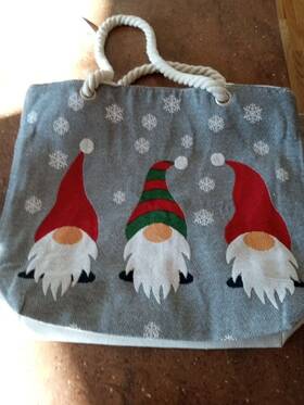 Renshun Accessories 987690710010 Christmas Theme Burlap Tote/ Large Gift Bag Brand New
