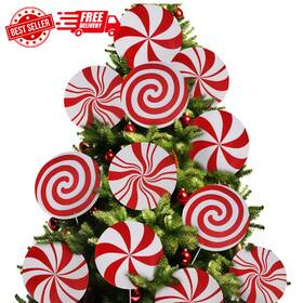 Rtg12 Rinoly 12 Pcs Large Double-sided Candy Cane Ornaments For Christmas Decor Ships Free