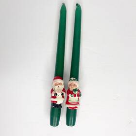 18015 Robert Allen Vintage Santa Taper Candles And Mrs Claus 10 Inch Christmas