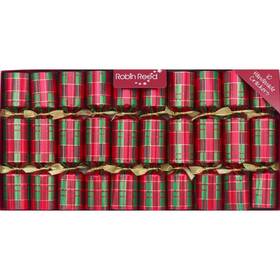 41205.nov Robin Reed H5 Christmas 10pc 8.5 Inch Themed Crackers - Plaid Tartan Open Box