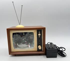 36432 Roman 4.75 Inch Retro Christmas Television Set Animated Musical W Power Cord Video