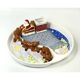 Roman Inc. 089945832839 Santa Reindeer Divided Chip Dip Tray Rooftop Chimney Christmas Snack 83283