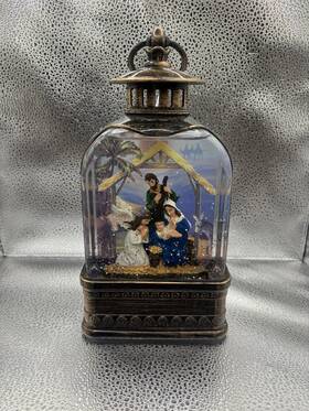 Roman Inc. 134986 Christmas Led Lighted Glitter Swirl Holy Family Angel Lantern Snow Globe