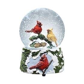 36475 Roman Inc Cardinal Birds Winter Wonderland Musical Christmas Glitterdome Snow Globe