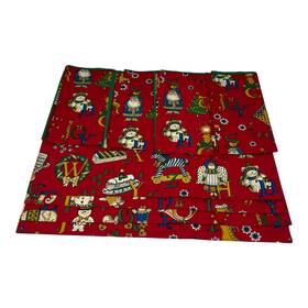 12242384 Rose Tree Christmas Napkins Placemats Set Of 8 Holiday Toys Santa Claus