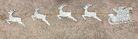 9739688 Roses And Mistletoe Santa Reindeer In Sleigh Galvanized Distress Metal Christmas Garland
