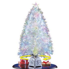 Wt5596 Rotating White Fiber Optic Christmas Tree With Base