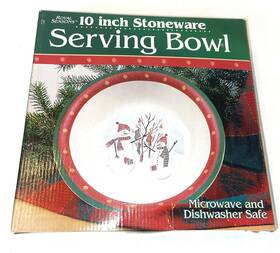 Royal Seasons 049022125049 Snowmen Serving Bowl 10 Inch Stoneware Christmas Dishes