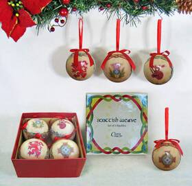 Royal Tara 391462360760 Scottish Emblem Christmas Baubles Set Of 4