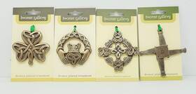 Royal Tara 391538548023 Irish Christmas Tree Hanging Oranaments Set 4 Ireland Emblems Celtic Bronze Deco