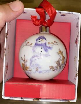 Royal Worcester 749151694385 Christmas Wrendale Bauble Ftgathered Aroundft Snowman And Friends