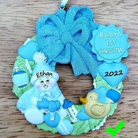 Rudolph And Me 845583000487 Personalized Babys First Christmas Blue Baby Newborn Boy Gift 2022 Ornament