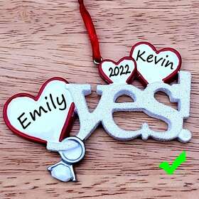 Rm1644 Rudolph And Me Personalized Christmas Ornament Inch She Said Yes Wedding/engagement Couple Ring