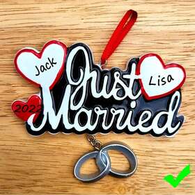 Rm18 Rudolph And Me Personalized Christmas Tree Ornament Just Married Wedding Couple Gift