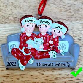 Rm382 Rudolph And Me Personalized Christmas Couple With Kid Cat Ornament Dated Keepsake Holiday Gift