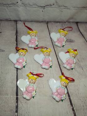 Rm734y Rudolph And Me 2007 Blonde Flower Girl With Heart Christmas Ornament Set Of 7