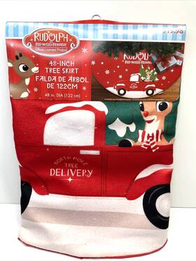 Kx158702aa Rudolph The Red Nosed Reindeer 48 Inch Lined Holiday Christmas Tree Skirt