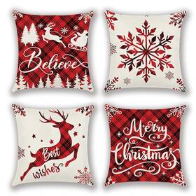 Rc-01 Rumkim Christmas Throw Pillow Covers 18x18 For Couch Farmhouse Sno