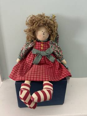Russ 039915139475 Vtg Inch A Christmas Sampler Angel Shelf Sitter Doll Cloth 14 With Tags