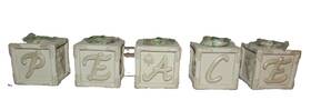 Russ 039915148361 Christmas 5 Pc Peace Ivory Tealight Holders Candles Doves Angels Stars Vtg