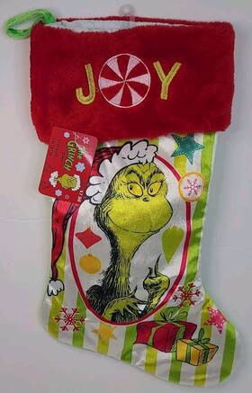 Ruz 193849015530 Christmas Stocking Grinch Joy 17 Inch 2020