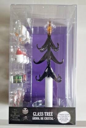 Ruz 193849065641 Disney Nightmare Before Christmas Tabletop Glass Tree Set Jack Skellington Zero