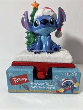 Ruz 193849067485 Disney Stitch With Santa Hat Christmas Stocking Holder Hanger Novelty New