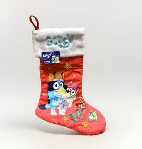 Ruz 193849079297 New Bluey And Bingo 18in White Cuffed Red Velour Kidsft Christmas Stocking