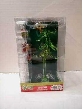Ruz 193849080446 Dr Seuss Grinch Glass Christmas Tabletop Miniature Tree And 12 Ornaments