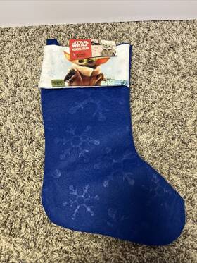 Ruz 195464393826 New Disney Star Wars The Mandalorian Blue With Snowflakes Christmas Stocking 15 Inch