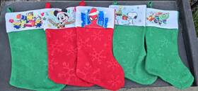 Ruz 195464562338 Lot 5 Felt Christmas Stockings Snoopy Mickey Mouse Spiderman Minions Advengers