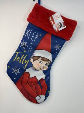 Ruz 430001568290 Elf On The Shelf Christmas Stocking Keep It Jolly Blue Red New 18 Inch